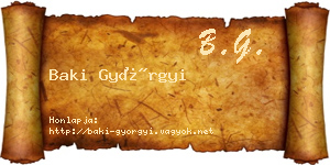 Baki Györgyi névjegykártya
